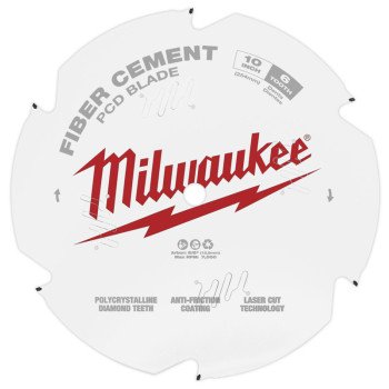 Milwaukee 48-40-7010 Circular Saw Blade, 10 in Dia, 5/8 in Arbor, 6-Teeth, Polycrystalline Diamond Cutting Edge