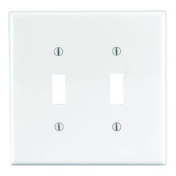 Leviton PJ2-W Wallplate, 4-7/8 in L, 4.94 in W, 2 -Gang, Nylon, White