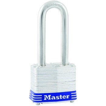 Master Lock 3DLH Padlock, Keyed Different Key, 9/32 in Dia Shackle, 2 in H Shackle, Steel Shackle, Steel Body, Laminated