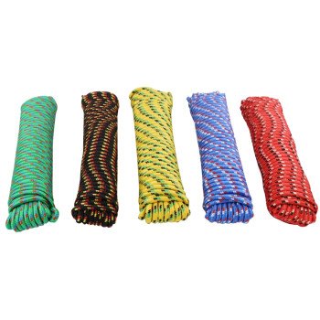 ProSource 706036-PDQ Rope, 3/8 in Dia, 100 ft L, 244 lb Working Load, Polypropylene, Black/Blue/Green/Red/Yellow