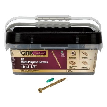 GRK Fasteners R4 95200 Screw, #10 Thread, 3-1/8 in L, Bugle Head, Star Drive, Self-Drilling, Self-Tapping Point, Steel