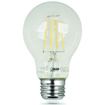 Feit Electric A1940/CL/LED/2 LED Lamp, General Purpose, A19 Lamp, 40 W Equivalent, E26 Lamp Base, Dimmable, Clear