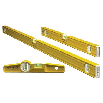 Stabila 29824 Torpedo Level Set, 3-Vial, Non-Magnetic, Aluminum, Yellow