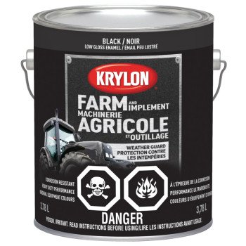 Krylon 1965 Farm Equipment Paint, High-Gloss Sheen, Black, 128 oz, 50 to 200 sq-ft/gal Coverage Area