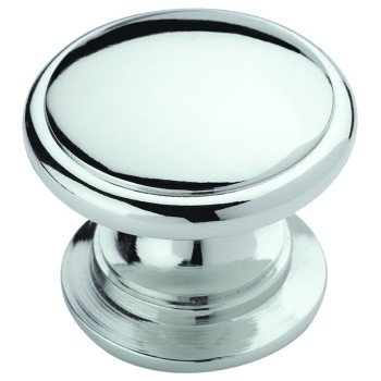 Amerock Allison Value Series BP5301226 Cabinet Knob, 1-1/16 in Projection, Zinc, Polished Chrome