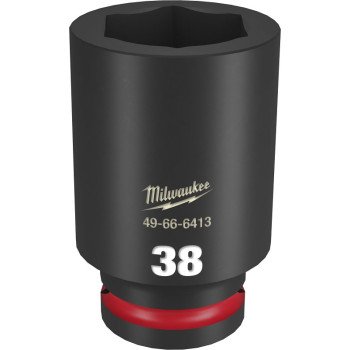 Milwaukee SHOCKWAVE Impact Duty 49-66-6413 Impact Socket, 38 mm Socket, 3/4 in Drive, Hex, Square Drive, 6 -Point, 1/PK