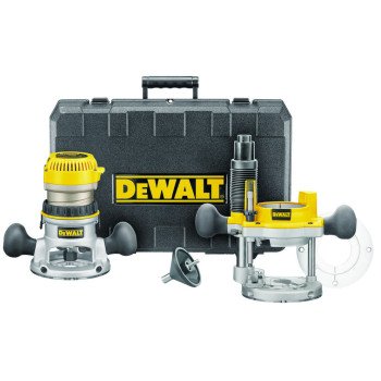 DEWALT DW618PK Fixed Base Router Combination Kit, 12 A, 8000 to 24,000 rpm Load Speed, 2-1/2 in Max Stroke