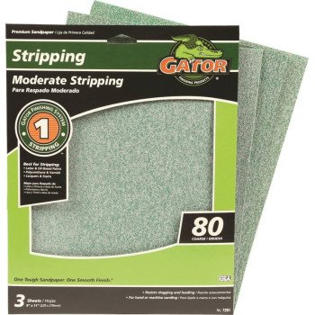 Gator 7261 Sanding Sheet, 11 in L, 9 in W, 80 Grit, Medium, Aluminum Oxide Abrasive