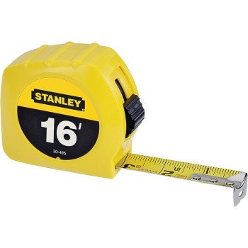 STANLEY 30-495 Measuring Tape, 16 ft L Blade, 3/4 in W Blade, Steel Blade, ABS Case, Yellow Case, 7 ft Standout