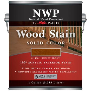 Majic Paints 8-1436-1 Wood Stain, Russet Brown, Liquid, 1 gal, Can