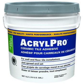 Custom AcrylPro CARL40003 Professional Tile Adhesive, White, 13.25 L Pail