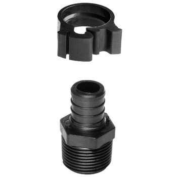 Flair-It PEXLOCK 30848 Pipe Adapter, 3/4 in, Male, Polysulfone, Black, 100 psi Pressure