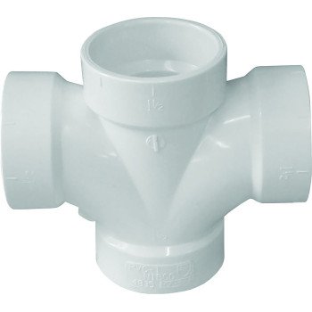 Canplas 192184 Double Sanitary Pipe Tee, 3 in, Hub, PVC, White