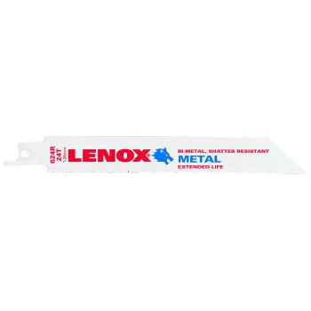 Lenox 20569S624R Reciprocating Saw Blade, Applicable Materials: Nail-Embedded Wood, 3/4 in W, 6 in L, 24 TPI