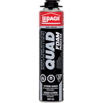 LePage Quad 1482482 Foam Sealant, Tan, 1 to 6 hr Functional Cure, 14 to 86 deg F, 598 g Aerosol Can