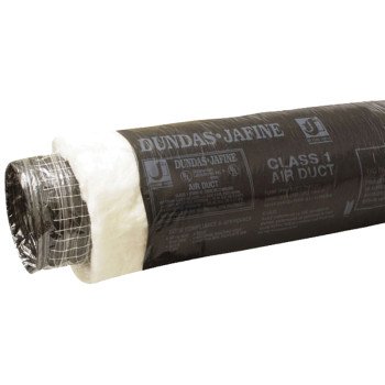 Dundas Jafine BPC425 Flexible Insulated Duct, 4 in, 25 ft L, Fiberglass/Polyester/Polyethylene, Black