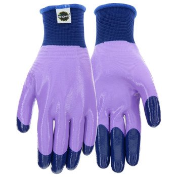 Miracle-Gro MG30856-W-ML Breathable, Multi-Purpose Work Gloves, Women's, M/L, Elastic Knit Cuff, Nitrile Coating, Purple