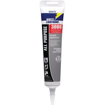 White Lightning W12AF0005 Caulk, White, -30 to 180 deg F, 5.5 fl-oz, Cartridge