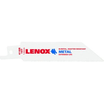 Lenox 20552418R Reciprocating Saw Blade, 3/4 in W, 4 in L, 18 TPI, Carbide Cutting Edge