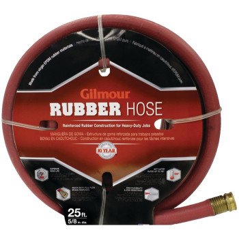 Gilmour 18-58025 Garden Hose, 25 ft L, Rubber, Red