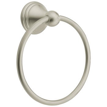 Moen Preston Series DN8486BN Towel Ring, 6-1/4 in Dia Ring, 22 lb, Brass/Zinc, Brushed Nickel, Screw Mounting