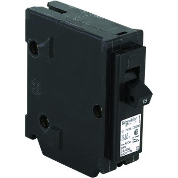 Square D Homeline CHOM115CP Circuit Breaker, Mini, Standard, 15 A, 1 -Pole, 120/240 VAC, Plug Mounting, Black