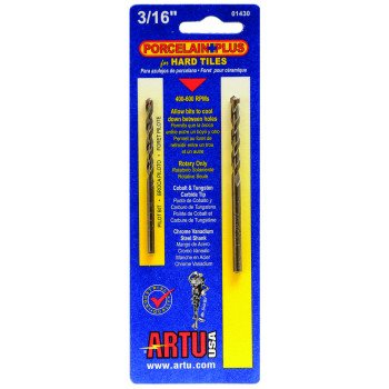 ARTU 01430 Drill Bit, 3/16 in Dia, 3-1/2 in OAL, Flat Flute, 2-Flute, 3/16 in Dia Shank, Straight Shank