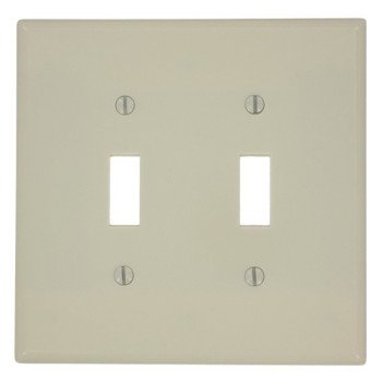 Leviton 80509-I Wallplate, 4-7/8 in L, 4.94 in W, 2 -Gang, Plastic, Ivory