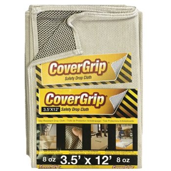 CoverGrip 351208/77357 Drop Cloth, 12 ft L, 3-1/2 ft W, Rubber