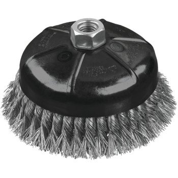 DEWALT DW4916 Wire Cup Brush, 3 in Dia, 5/8-11 Arbor/Shank, 0.02 in Dia Bristle, 1-1/8 in L Bristle Trim