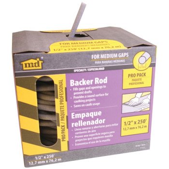 M-D 71551 Backer Rod, 1/2 in Dia, 250 ft L, Polyethylene, Gray