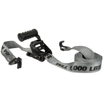 Keeper Diamond Series 45545 Tie-Down, 1-1/2 in W, 12 ft L, Gray, 1000 lb Working Load, J-Hook End