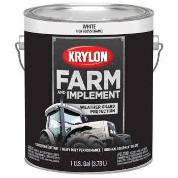 Krylon K01963000 Farm Equipment Paint, High-Gloss Sheen, White, 1 gal, 50 to 200 sq-ft/gal Coverage Area