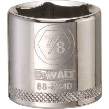 DEWALT DWMT88984OSP Hand Socket, 7/8 in Socket, 3/8 in Drive, 6-Point, Vanadium Steel, Polished Chrome