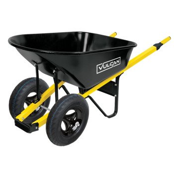 Vulcan 34885 Wheelbarrow, 6 cu-ft Volume, Steel Tray, 2-Wheel, Pneumatic Wheel, 16 in Wheel, Cushion-Grip Handle