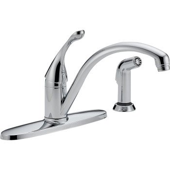 Delta COLLINS Series 440-DST Kitchen Faucet with Side Sprayer, 1.8 gpm, 1-Faucet Handle, Brass, Chrome Plated, Deck