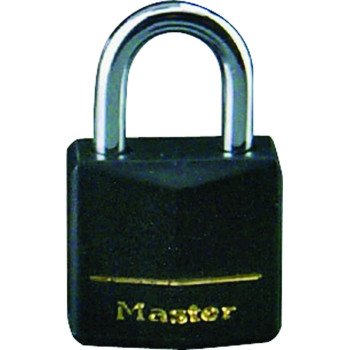 Master Lock 141T Padlock, Keyed Alike Key, 1/4 in Dia Shackle, Steel Shackle, Brass Body, 1-9/16 in W Body