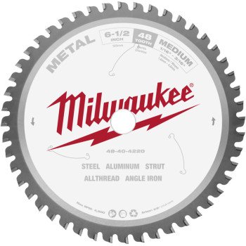 Milwaukee 48-40-4220 Circular Saw Blade, 6-1/2 in Dia, 5/8 in Arbor, 48-Teeth, Carbide Cutting Edge