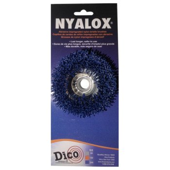 Dico Nyalox 7200009 Cup Brush, 3 in Dia, 5/8-11 Arbor/Shank, Female Threaded Bristle, Nylon Bristle