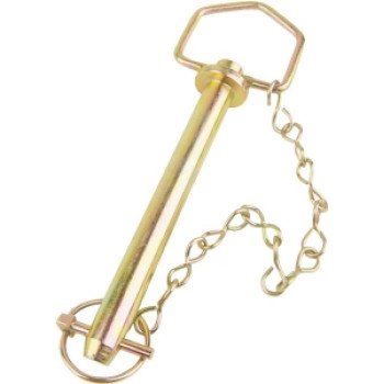 SpeeCo S07106200 Hitch Pin with Chain, 1-1/8 in Dia Pin, 6-1/4 in OAL, Steel, Yellow Zinc Dichromate