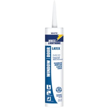 White Lightning W32000010 Siliconized Acrylic Latex Caulk, White, 5 to 7 days Curing, -30 to 180 deg F, 10 fl-oz