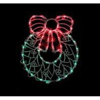 Hometown Holidays 60307 Window Decor Wreath, LED Bulb, Red/Green Bulb, Suction Cup Hook Mounting