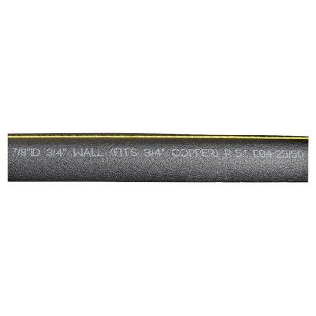 Quick R 70781T Pipe Insulation, 7/8 in ID x 2-3/8 in OD Dia, 6 ft L, Polyolefin, Charcoal