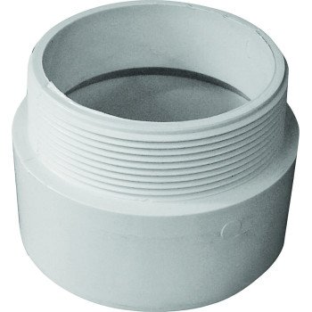 Canplas 192874 Pipe Adapter, 4 in, MNPT x Hub, PVC, White