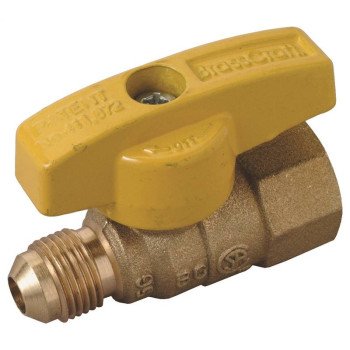 BrassCraft PSSL-12 Gas Ball Valve, 3/8 x 1/2 in Connection, Flared x FIP, 5 psi Pressure, Brass Body