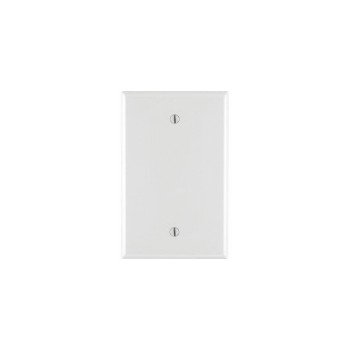 Leviton PJ13-W Blank Wallplate, 3-1/8 in L, 4-7/8 in W, 1/4 in Thick, 1 -Gang, Nylon, White, Box Mounting