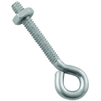 National Hardware N221-069 Eye Bolt, #10-24 Thread, 1-1/4 in L Thread, 0.28 in ID Dia Eye, 1.41 in L Shank, Steel, Zinc