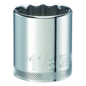 DEWALT DWMT86473OSP Hand Socket, 1-1/8 in Socket, 1/2 in Drive, 12-Point, Vanadium Steel, Polished Chrome