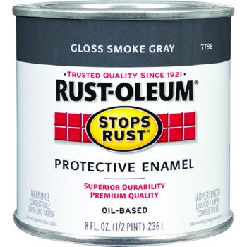 Rust-Oleum Stops Rust 7786730 Enamel Paint, Oil, Gloss, Smoke Gray, 0.5 pt, Can, 50 to 90 sq-ft/qt Coverage Area