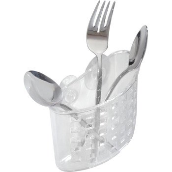 iDESIGN 38800 Suction Flatware Holder, 16.4 in L, 8.7 in H, Plastic, Clear